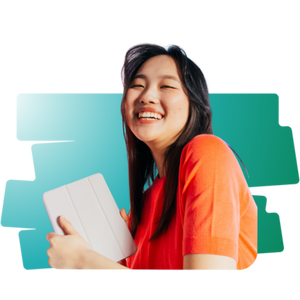 Smiling woman along with a quote